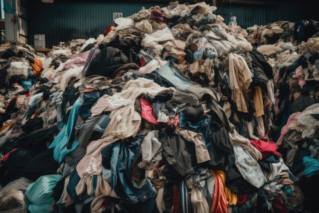pile discarded fastfashion garments with mix fabrics styles scaled 1